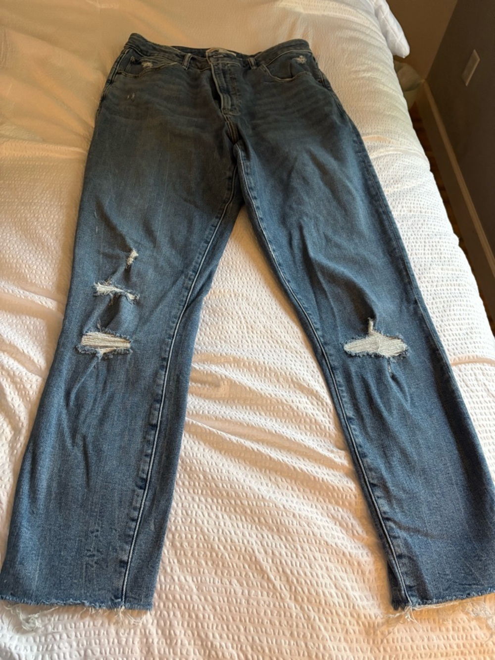 Abercrombie & Fitch Distressed Blue Straight-Leg Jeans